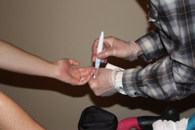 I think the chance to take a break outweighs the pain of giving the blood sample