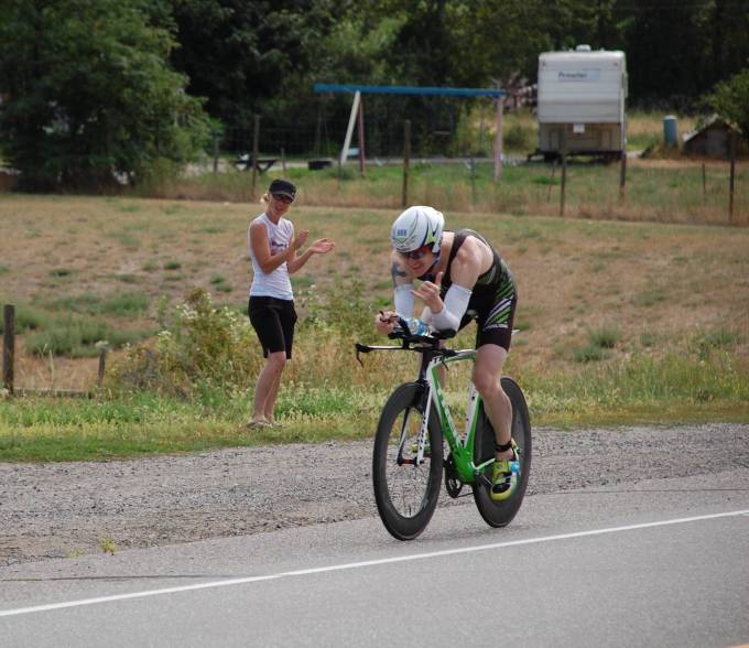 Tearing it up on the bike course