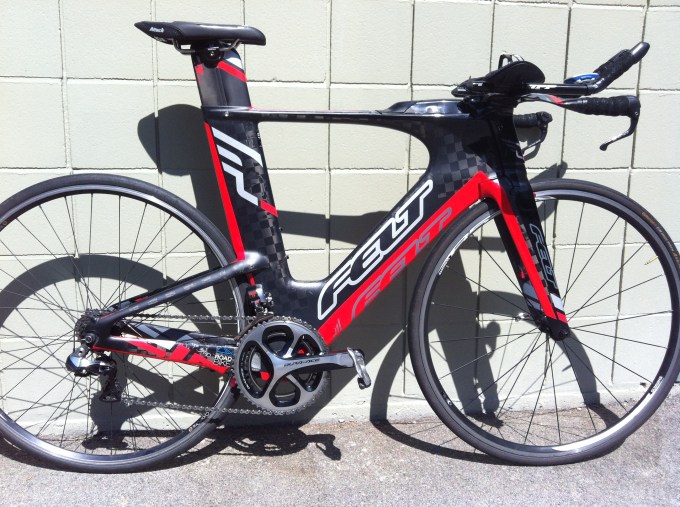 The frame is designed to be triathlon specific. Felt ignored the UCI regulations on frame depth ratios to make it more aerodynamic, so you want see any pros riding this in the time trial at the Tour de France.